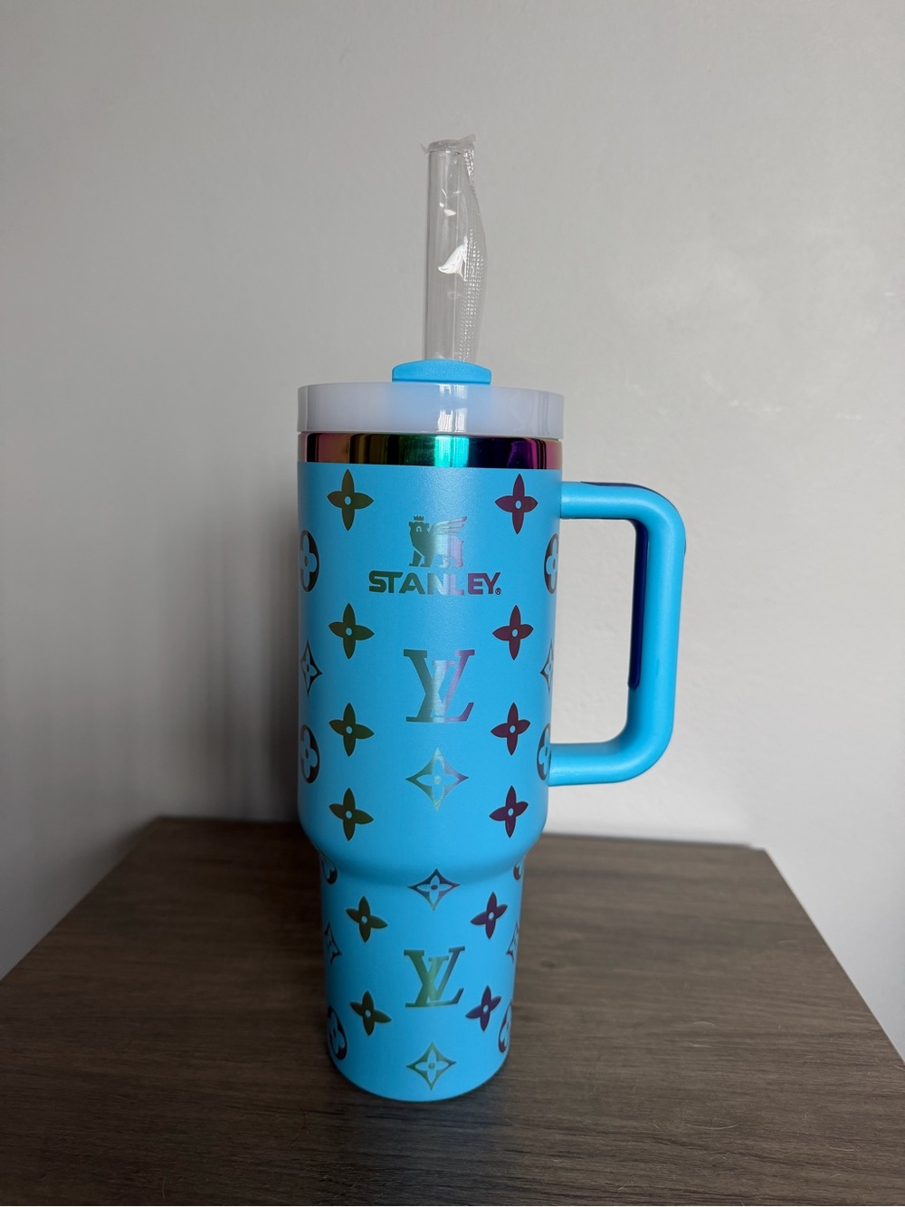 Stanley Turquoise Insulated Tumbler with Handle and Straw NWOT